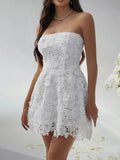 Devine Lace-Up Tube Lace Mini Dress - Hovatok