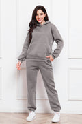 Drop Shoulder Long Sleeve Hoodie and Pants Set - Hovatok