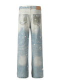 Men's Waste Soil Style Straight Leg Jeans - Hovatok
