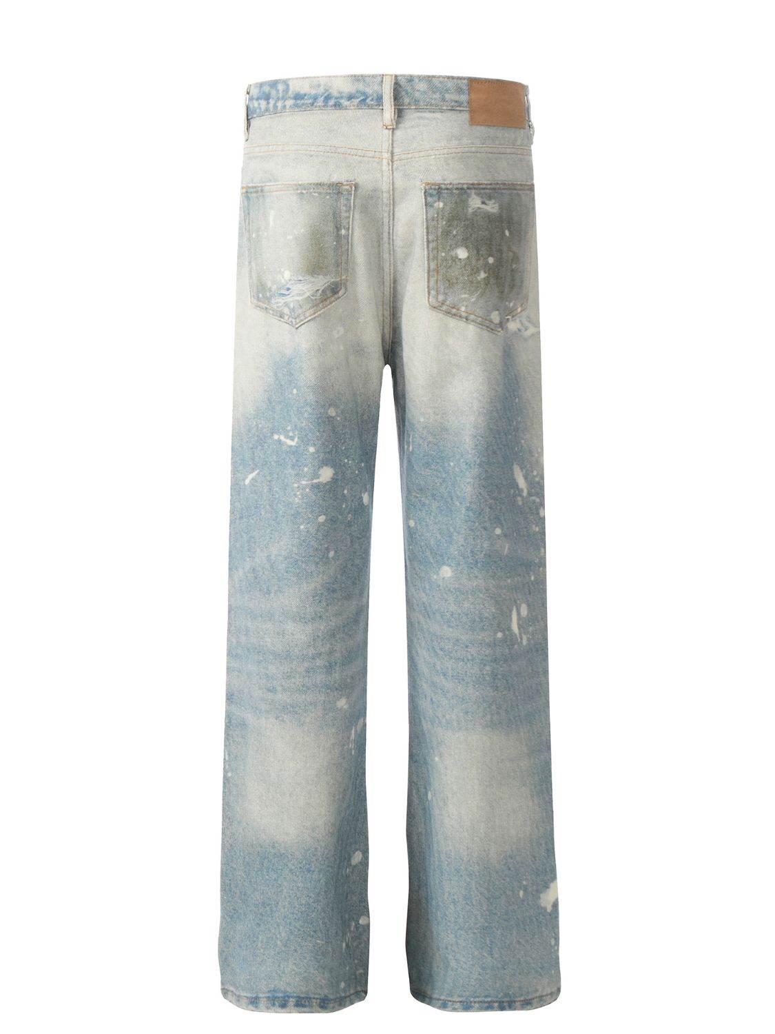 Men's Waste Soil Style Straight Leg Jeans - Hovatok