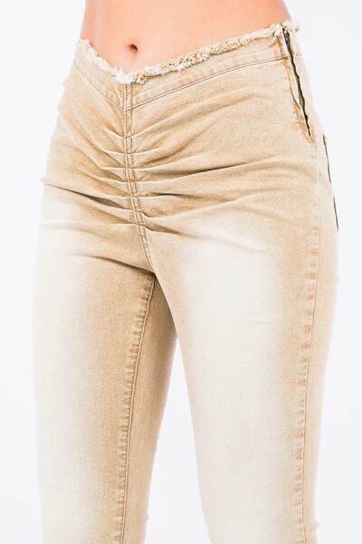 American Bazi V-Cut Ruched Flare Pants - Hovatok