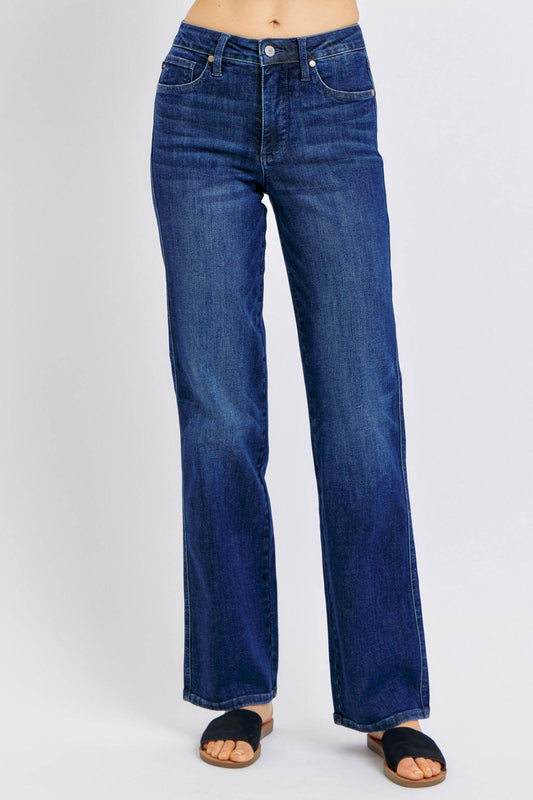 Judy Blue Full Size Tummy Control Straight Jeans Plus Size - Hovatok