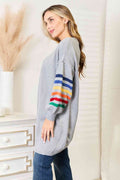 Angel Wings Multicolored Stripe Open Front Longline Cardigan - Hovatok