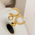 Rope Cat's Eye Stone C-Hoop Earrings - Hovatok