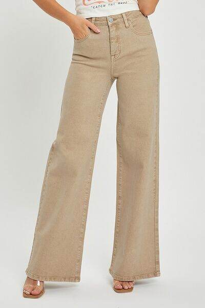 RISEN Full Size Tummy Control High Rise Wide Leg Jeans Plus Size - Hovatok