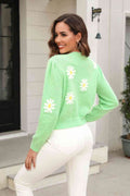 Angel Wings Flower Pattern Round Neck Short Sleeve Pullover Sweater - Hovatok