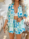 Devine Printed Button Down Shirt and Shorts Set - Hovatok