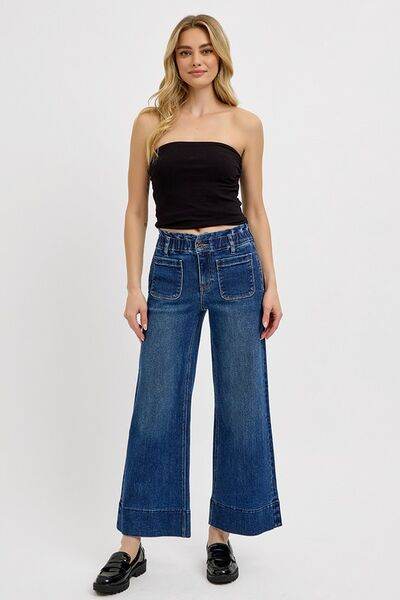RISEN Elastic Band Wide Leg Jeans - Hovatok