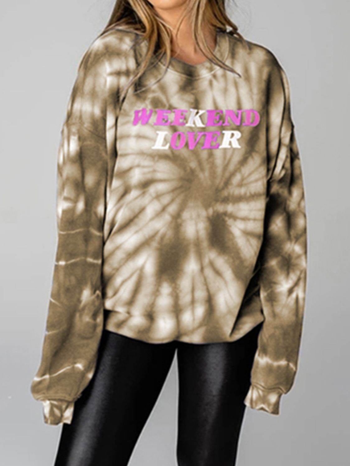 WEEKEND LOVER Graphic Tie-Dye Sweatshirt - Hovatok
