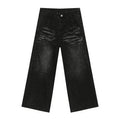 Washed Cat Whiskered Wide Leg Jeans - Hovatok