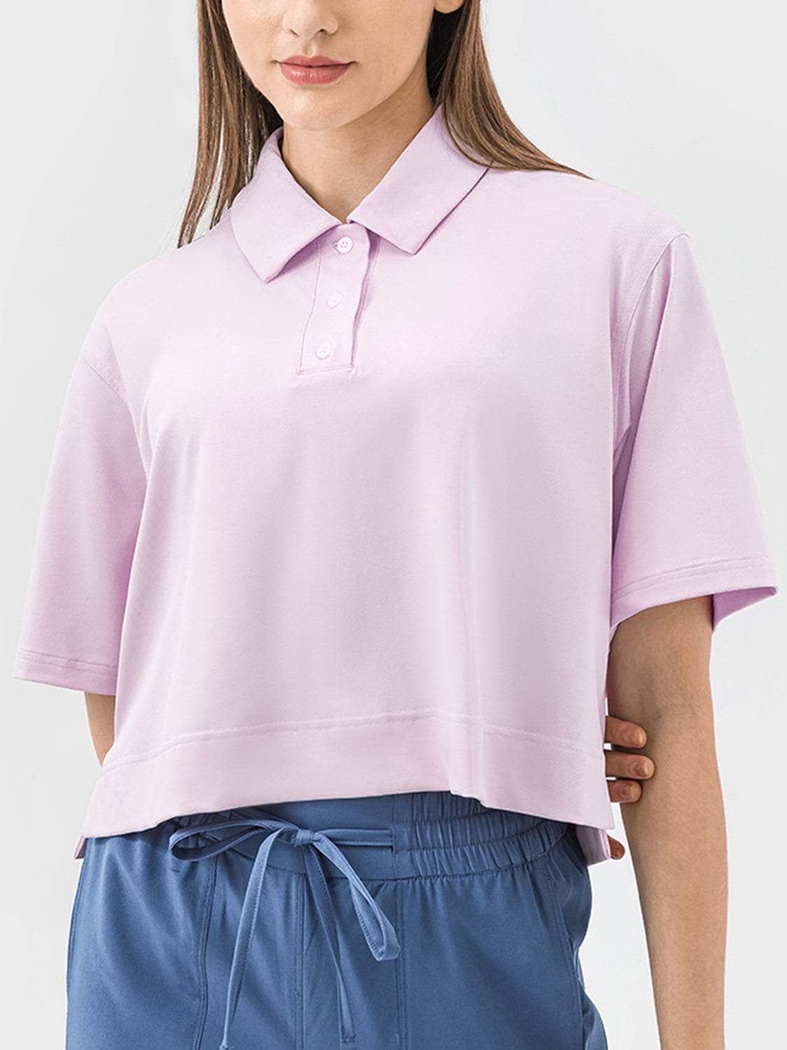 Millennia Half Button Short Sleeve Active T-Shirt - Hovatok