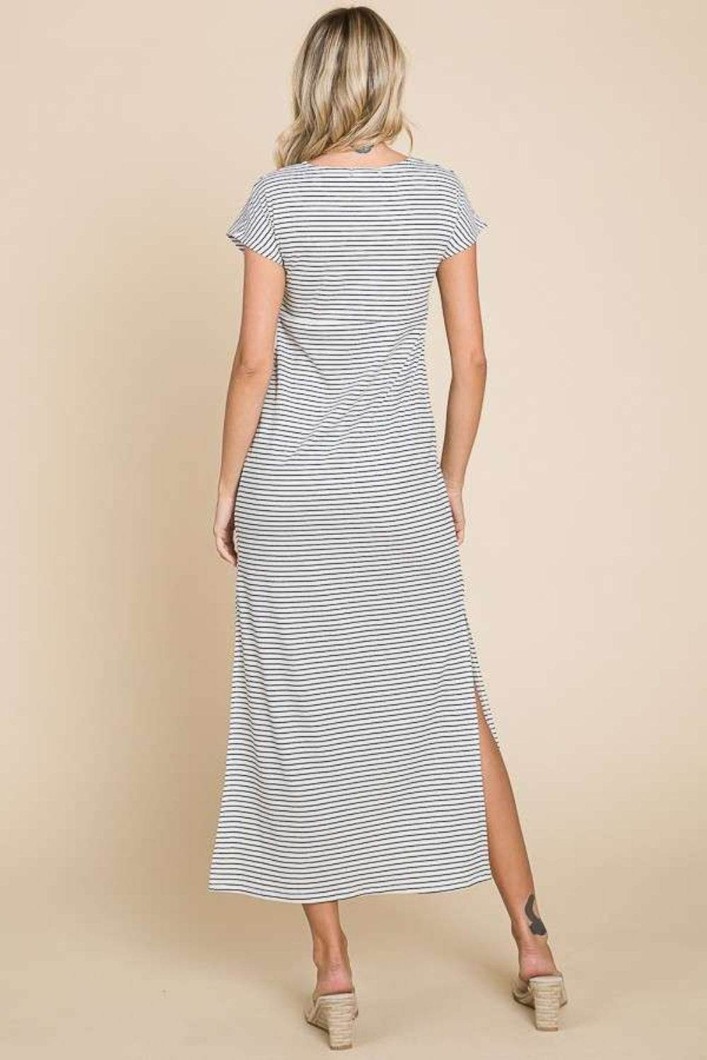 Culture Code Full Size Striped Twisted Detail Dress - Hovatok