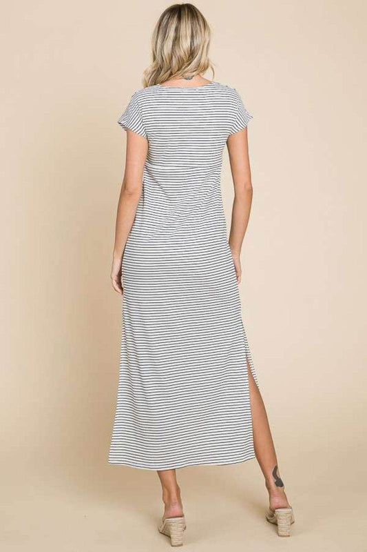 Culture Code Full Size Striped Twisted Detail Dress - Hovatok