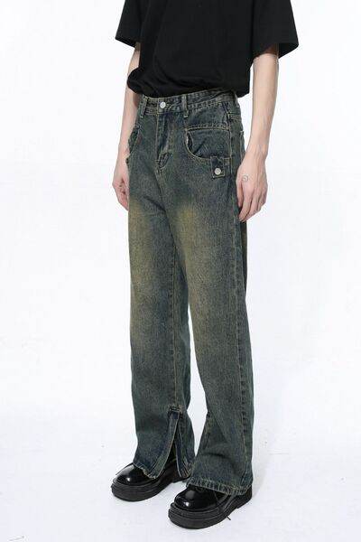 Side Slit Jeans with Pockets - Hovatok