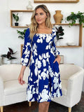 Double Take Full Size Floral Ruffle Hem Smocked Dress with Pockets - Hovatok