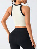 Contrast Trim Round Neck Active Tank - Hovatok