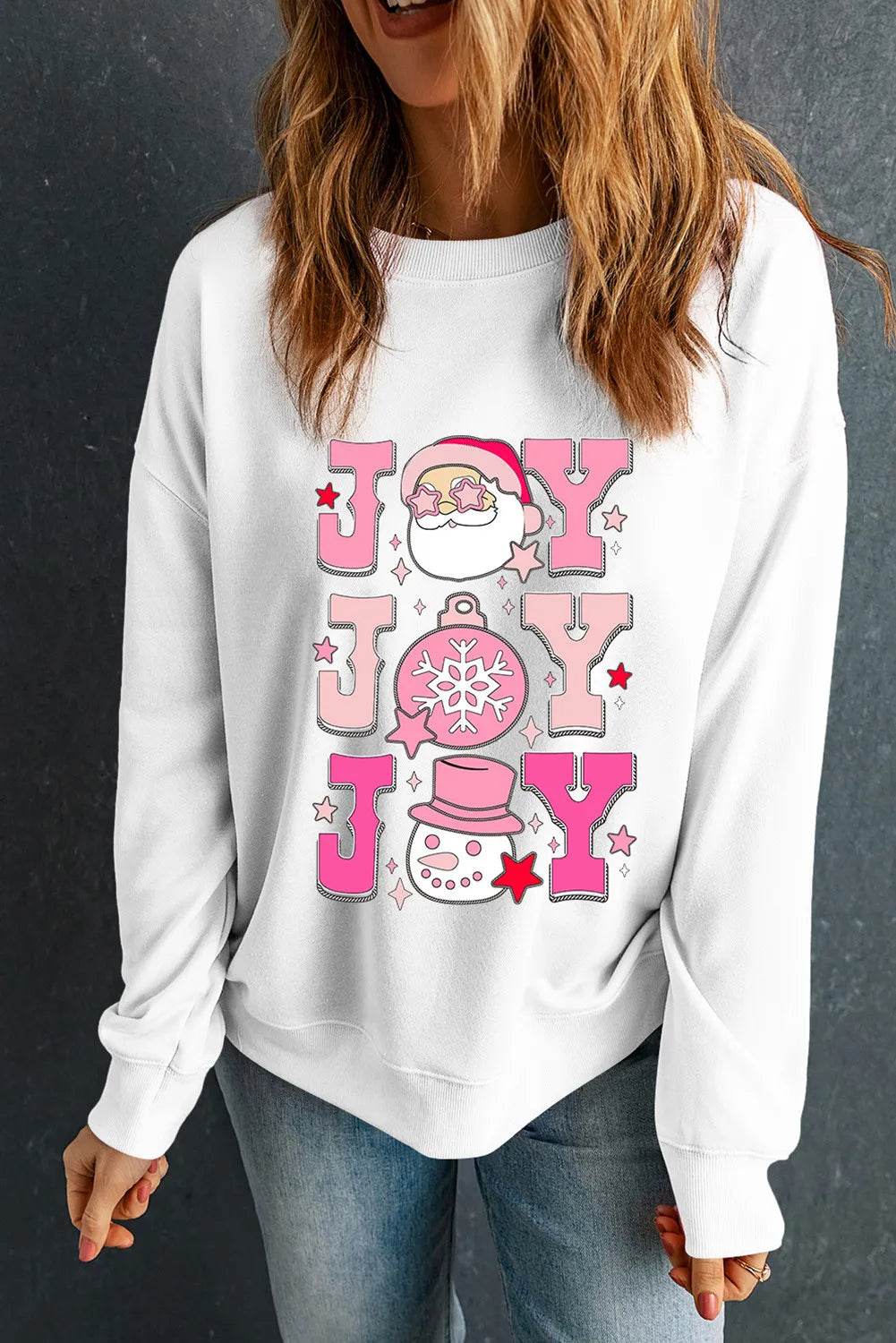 JOY Round Neck Long Sleeve Sweatshirt - Hovatok