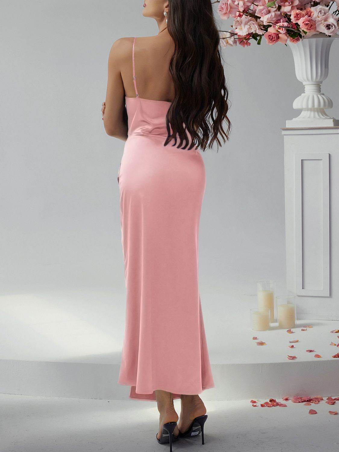 Devine Slit Ruched Maxi Cami Dress - Hovatok