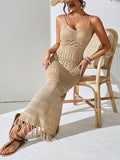 Openwork Scoop Neck Cover-Up Dress - Hovatok