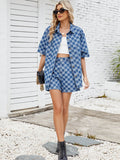 Button Down Checkered Denim Shirt - Hovatok