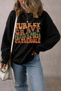 Letter Graphic Round Neck Long Sleeve Sweatshirt - Hovatok