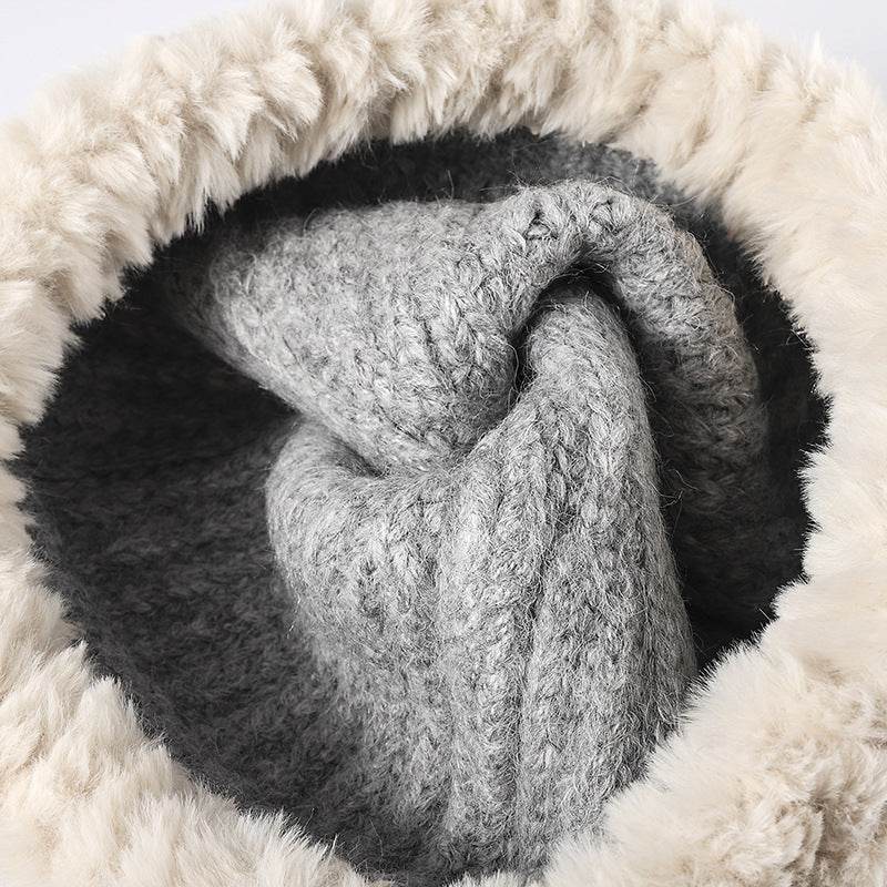 Fuzzy Hem Knit Hat - Hovatok