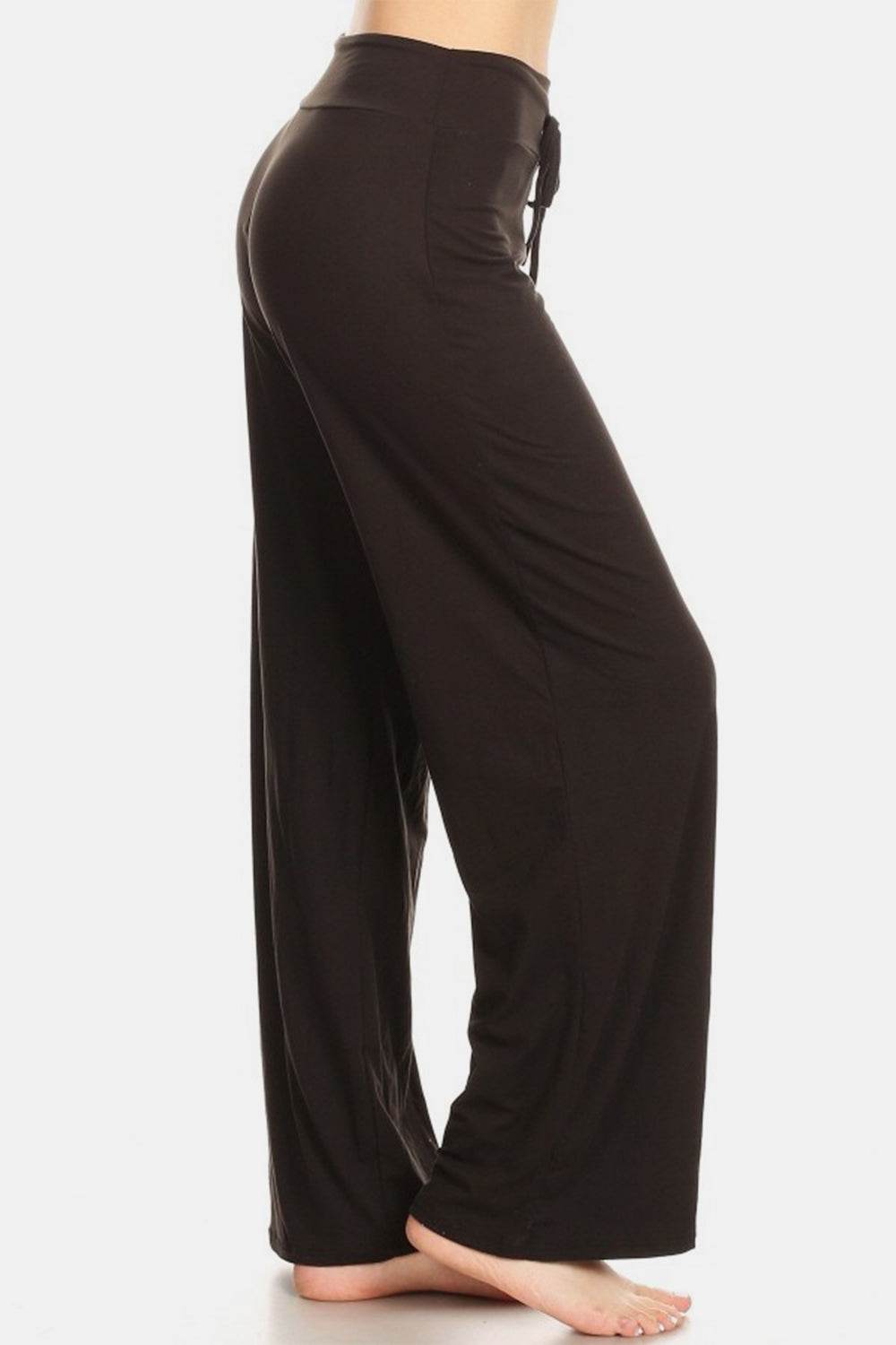 Leggings Depot High Waist Drawstring Wide Leg Pants - Hovatok
