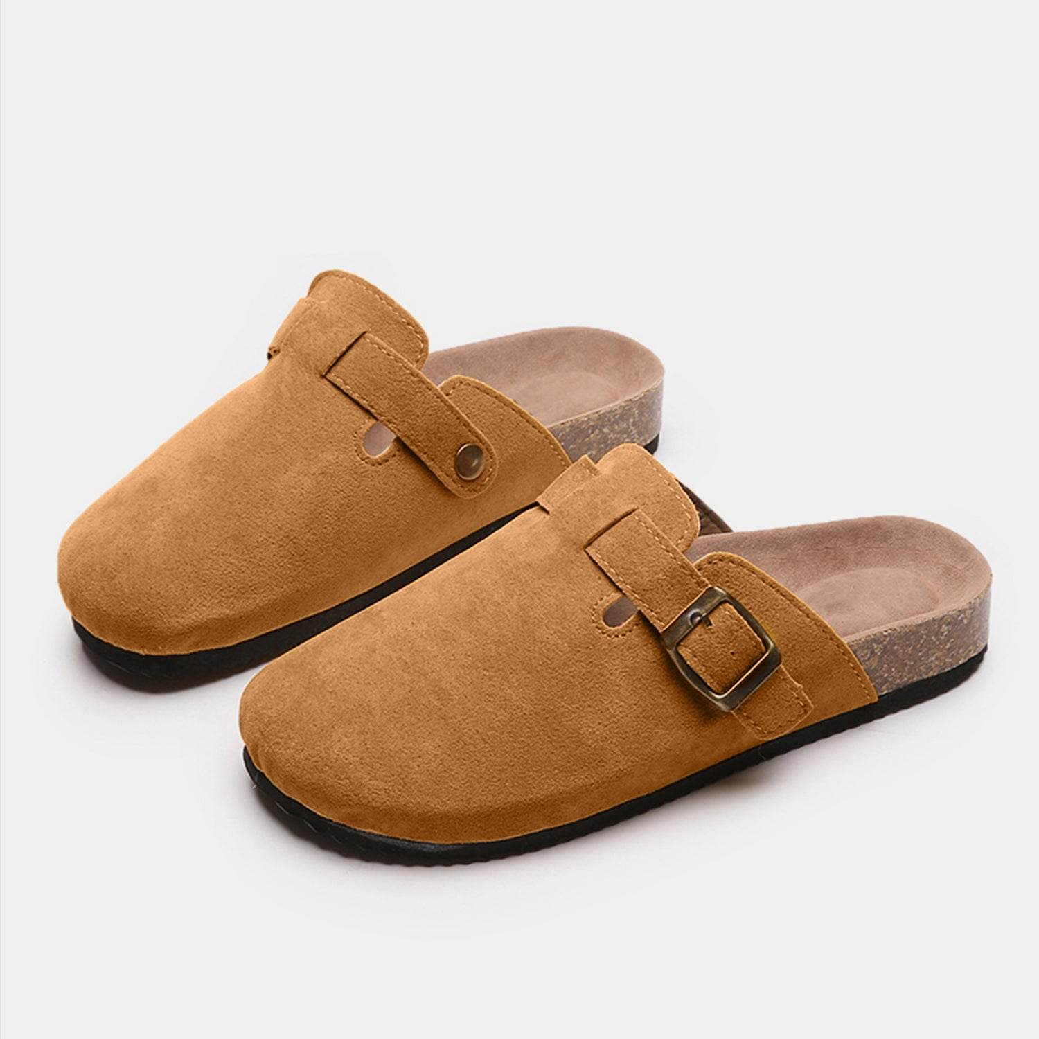 Suede Closed Toe Buckle Slide - Hovatok