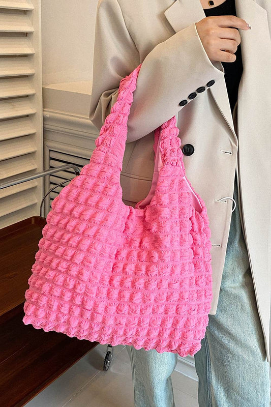 Ruched Polyester Large Handbag - Hovatok