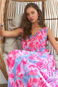 ADORA Abstract Floral V-Neck Maxi Dress - Hovatok