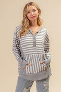 BiBi Striped Thumbhole Long Sleeve Top - Hovatok