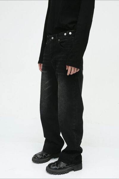 Men's Washed Straight-Leg Jeans - Hovatok