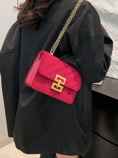 Solid Color Chain Shoulder Bag - Hovatok