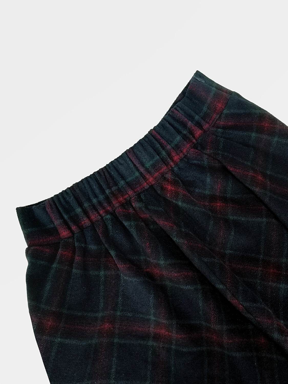 Plaid Elastic Waist Midi Skirt - Hovatok