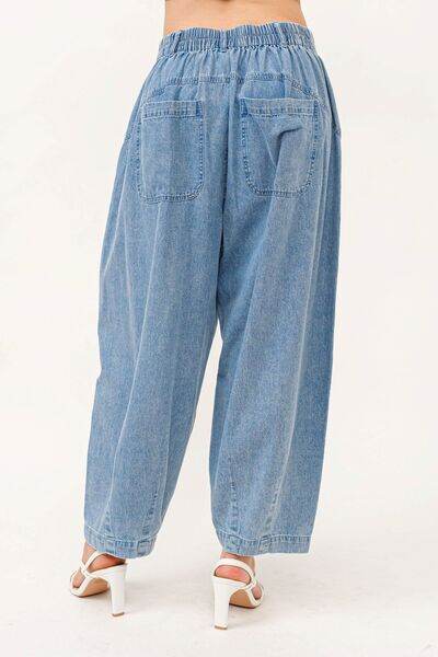 And The Why Elastic Back Pleated Baggy Jeans - Hovatok