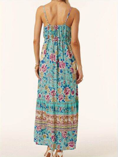 Printed Scoop Neck Midi Cami Dress - Hovatok