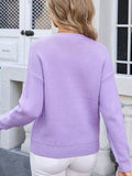 Angel Wings Bow Graphic Round Neck Long Sleeve Sweater - Hovatok