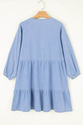 V-Neck Tiered Ruffled Hem Mini Dress - Hovatok