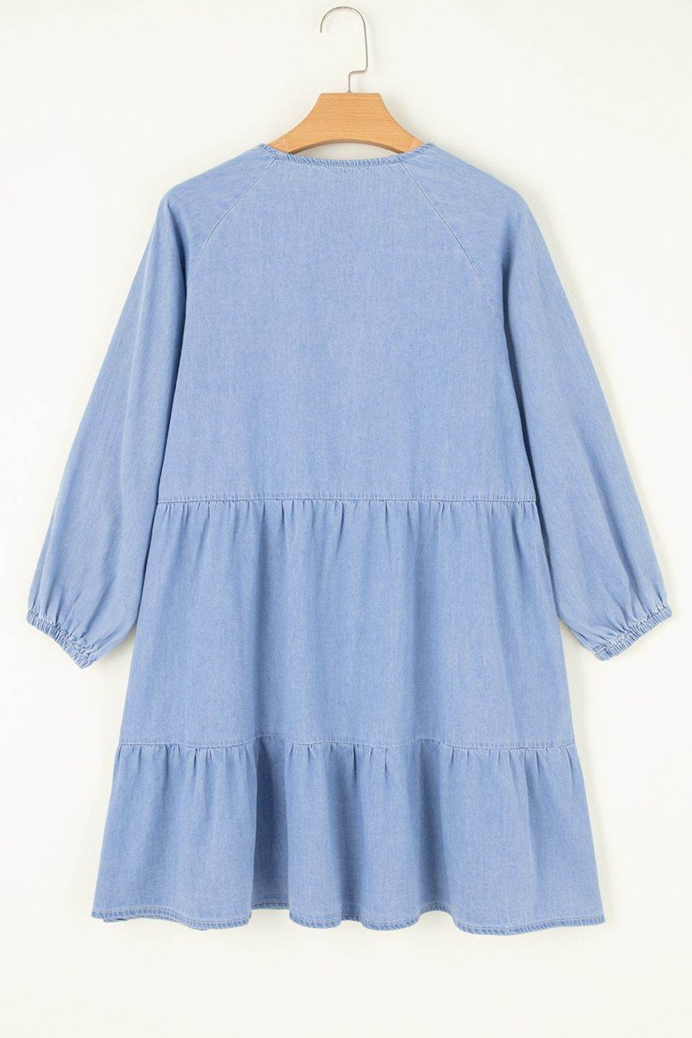 V-Neck Tiered Ruffled Hem Mini Dress - Hovatok