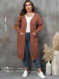 Plus Size Long Sleeve Pocketed Cardigan - Hovatok
