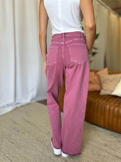 RFM Full Size High Rise Garment Dye Wide Leg Jeans - Hovatok