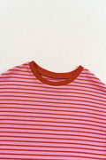 Contrast Striped Round Neck Short Sleeve T-Shirt - Hovatok