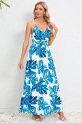 Printed Surplice Maxi Cami Dress - Hovatok