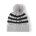 Striped Contrast Knit Hat with Pom-pom - Hovatok