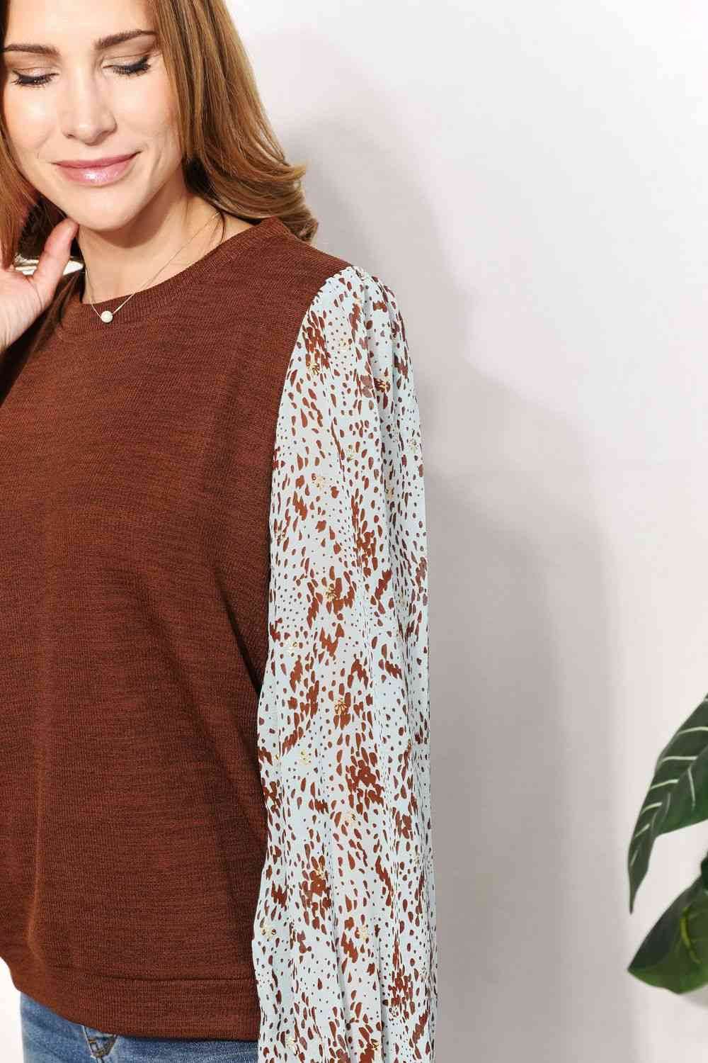 And The Why Full Size Foil Printed Sleeve Top - Hovatok