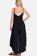 Zenana Spaghetti Strap Wide Leg Overalls with Pockets - Hovatok