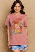 Simply Love Full Size GRATEFUL Flower Graphic Cotton T-Shirt - Hovatok