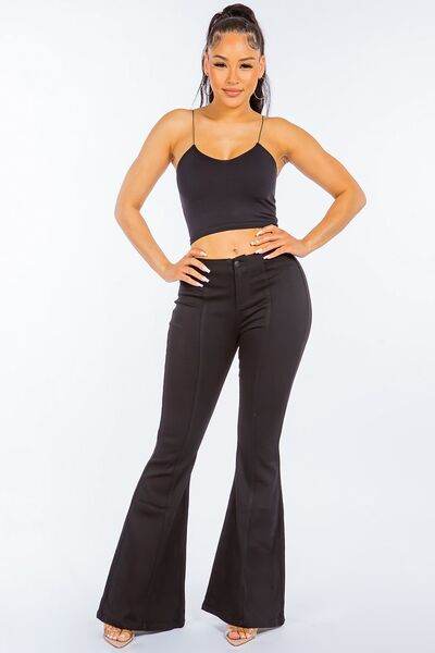 American Bazi High Waist Pull On Flare Jeans - Hovatok