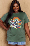 Simply Love Full Size TEACHER VIBES Graphic Cotton T-Shirt - Hovatok