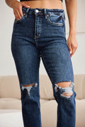 RFM Crop Dylan Full Size Tummy Control Distressed High Waist Raw Hem Jeans - Hovatok